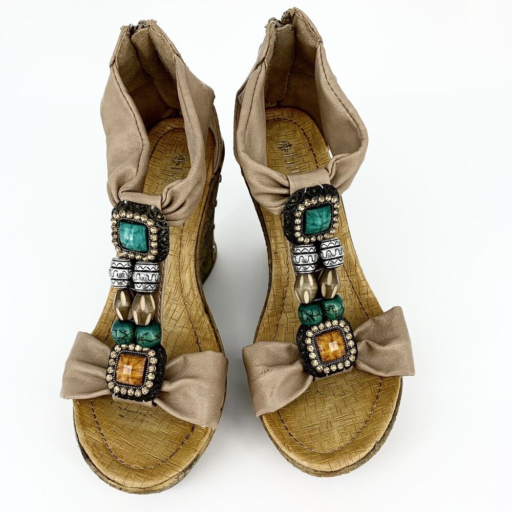Patrizia By Spring Step Pegasus Tan Sandals 36 (5.5-6 US) Women RetroGlam 70s